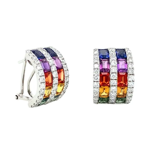 18K White Gold Fancy Sapphire Earrings