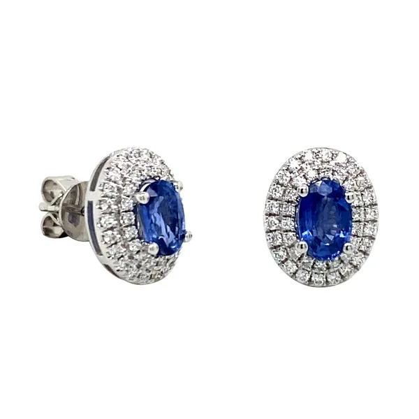 14K White Gold Sapphire Earrings
