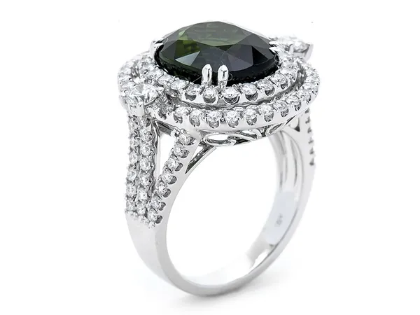 18K White Gold Green Tourmaline Ring