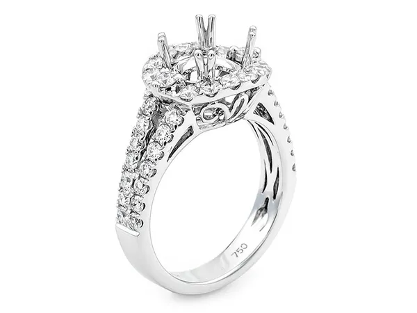 18K White Gold Semi Mount Ring