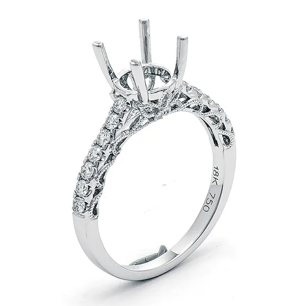 18K White Gold Semi Mount Ring