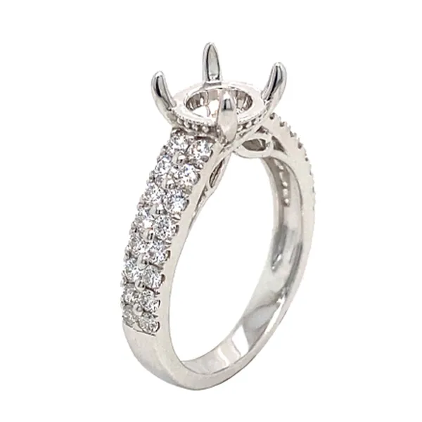 18K White Gold Semi Mount Ring