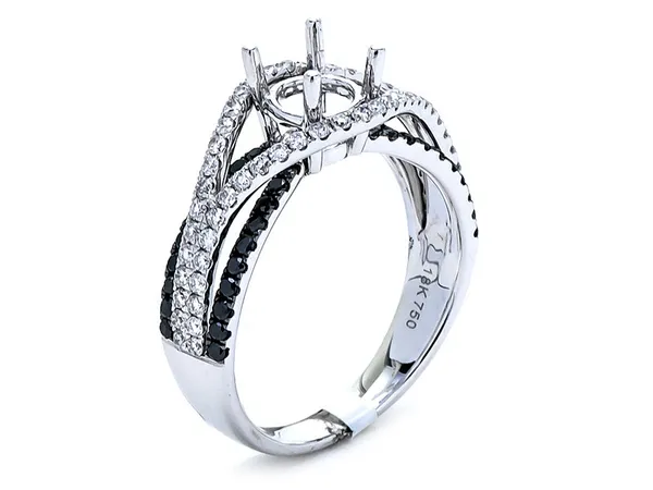 18K White Gold Semi Mount Ring
