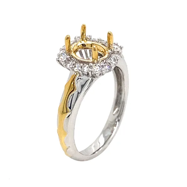 18K Two-Tone Gold Semi Mount Ring