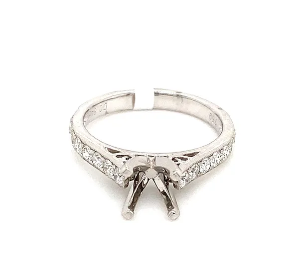18K White Gold Semi Mount Ring