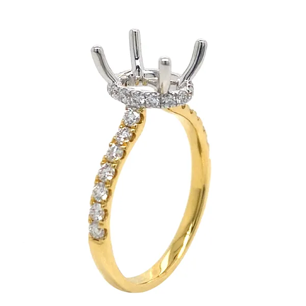 18K Two-Tone Gold Semi Mount Ring