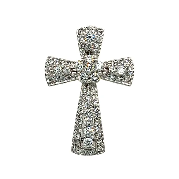 18K White Gold Diamond Cross Pendant