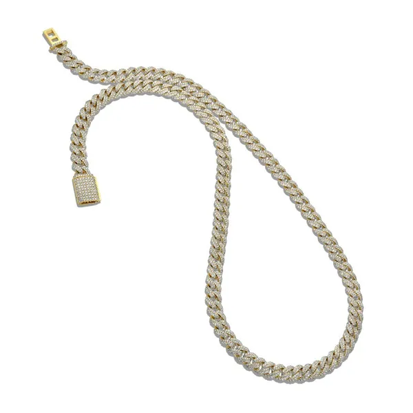 14K Yellow Gold Diamond Cuban Necklace
