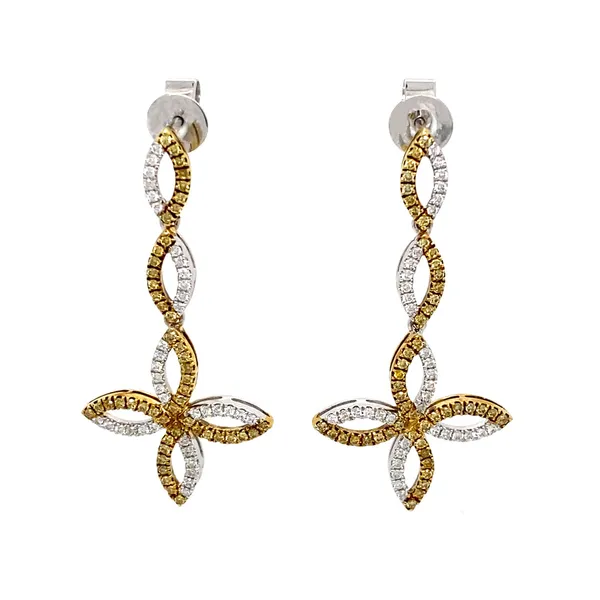 18K Two-Tone Yellow Diamond Earrings