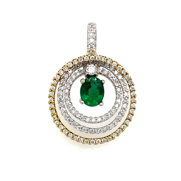 18K Two-Tone Emerald Pendant