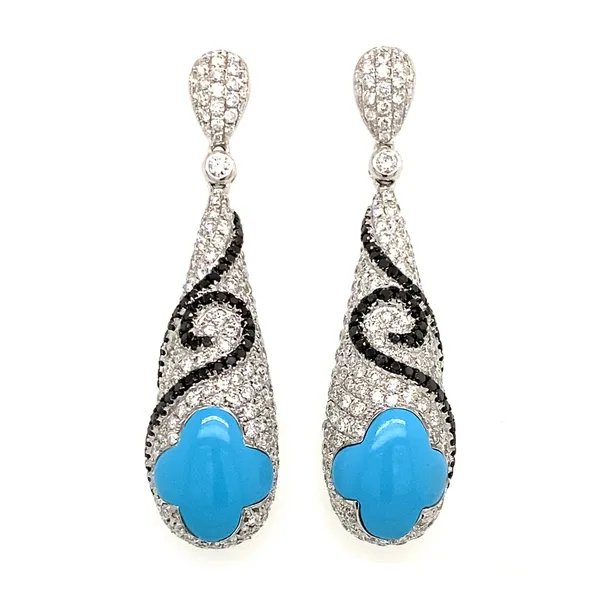 18K White Gold Turquoise Earrings