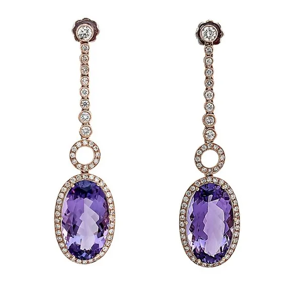 18K Rose Gold Amethyst Earrings