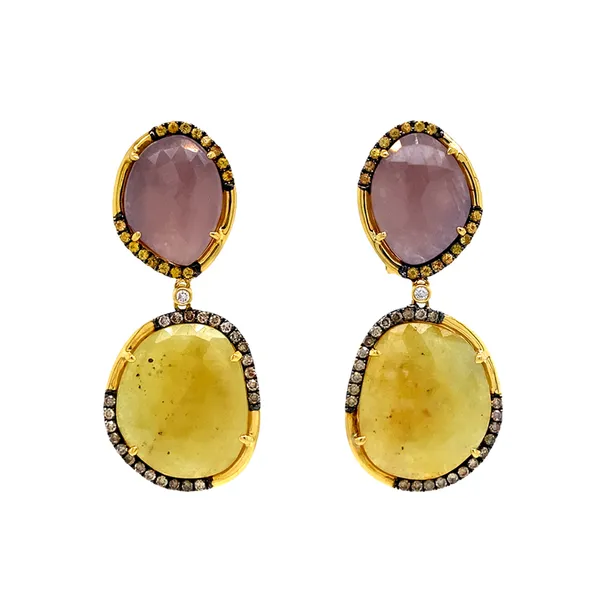 18K Yellow Gold Fancy Sapphire Earrings