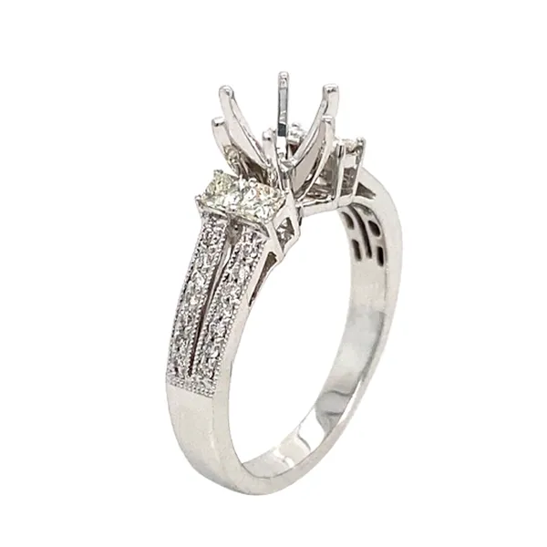 18K White Gold Semi Mount Ring