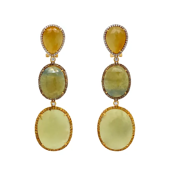 18K Yellow Gold Fancy Sapphire Earrings