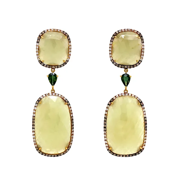 18K Yellow Gold Fancy Sapphire Earrings
