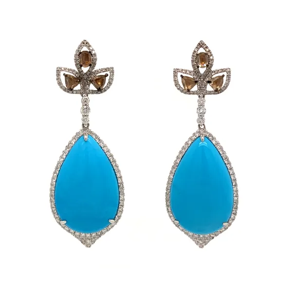 18K Yellow Gold Turquoise Earrings