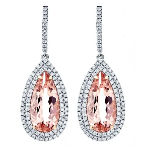 18K Two-Tone Morganite Earrings