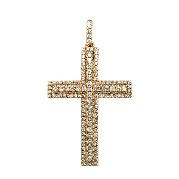 14K Yellow Gold Diamond Cross Pendant