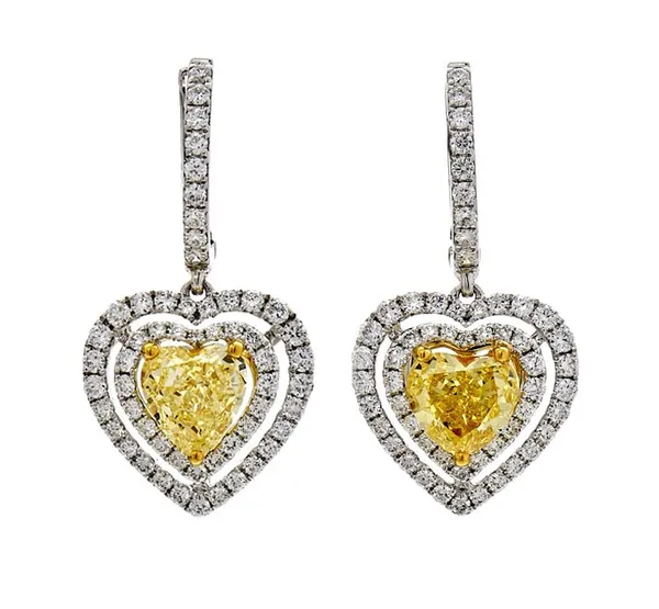 18K Two-Tone Fancy Intense Yellow Diamond Earrings