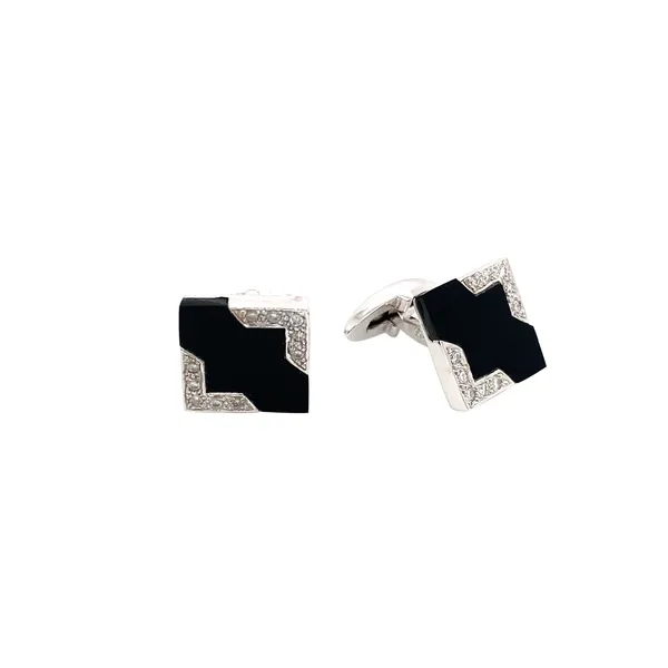 18K White Gold Black Onyx Cufflinks