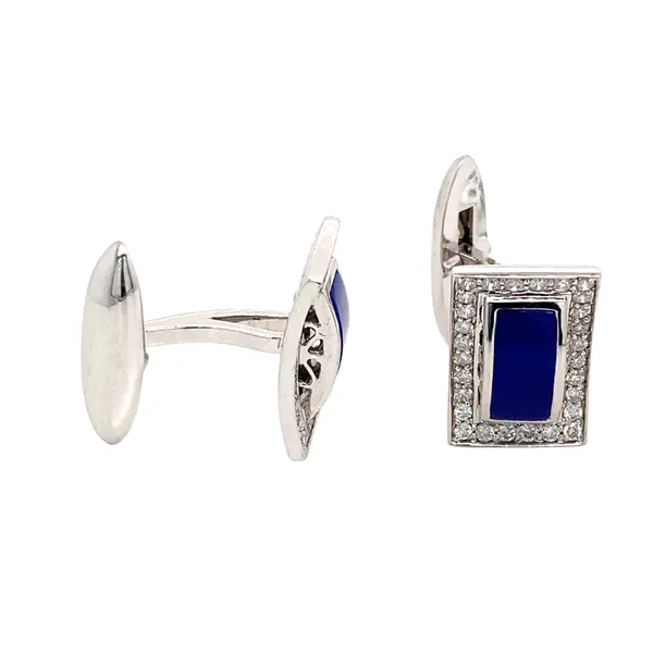 18K White Gold Lapis Cufflinks