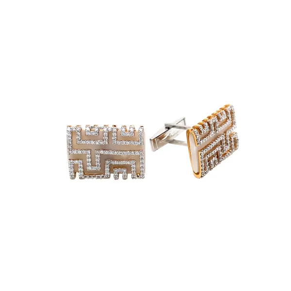 18K Two-Tone White Agate Cufflinks