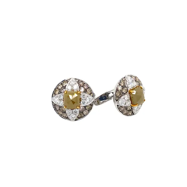 18K Two Tone Brown Diamond Cufflinks