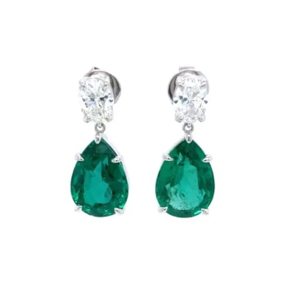 18K White Gold Emerald Earrings