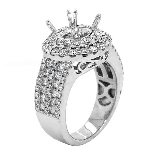 18K White Gold Semi Mount Ring