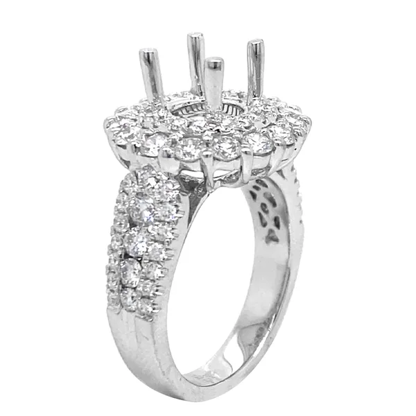 18K White Gold Semi Mount Ring