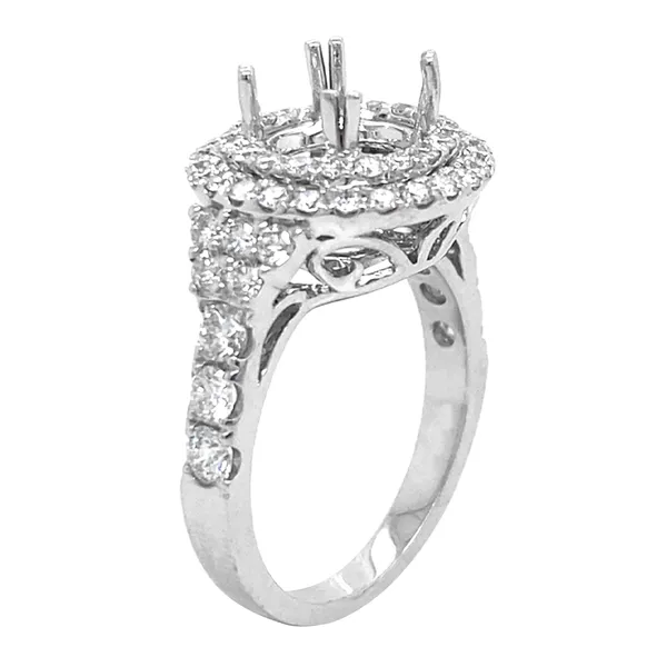 18K White Gold Semi Mount Ring