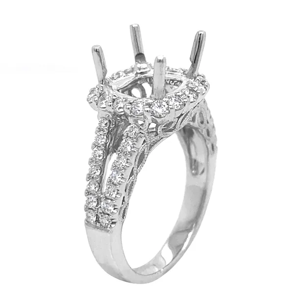 18K White Gold Semi Mount Ring