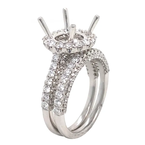 18K White Gold Semi Mount Set Ring