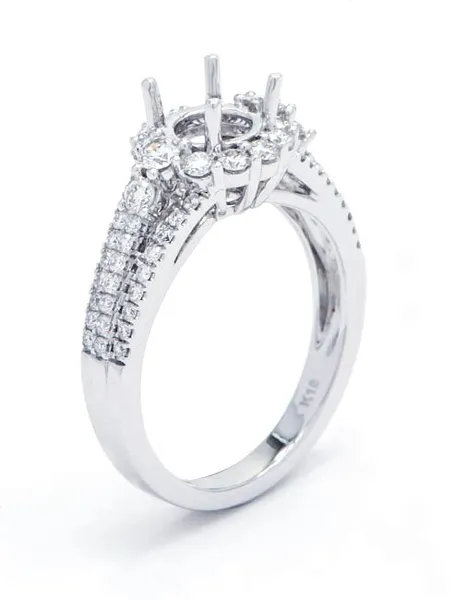 18K White Gold Semi Mount Ring