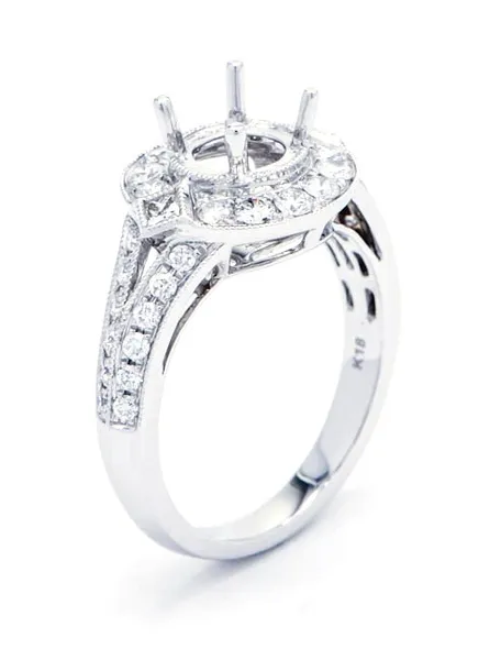 18K White Gold Semi Mount Ring
