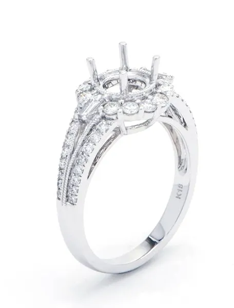 18K White Gold Semi Mount Ring