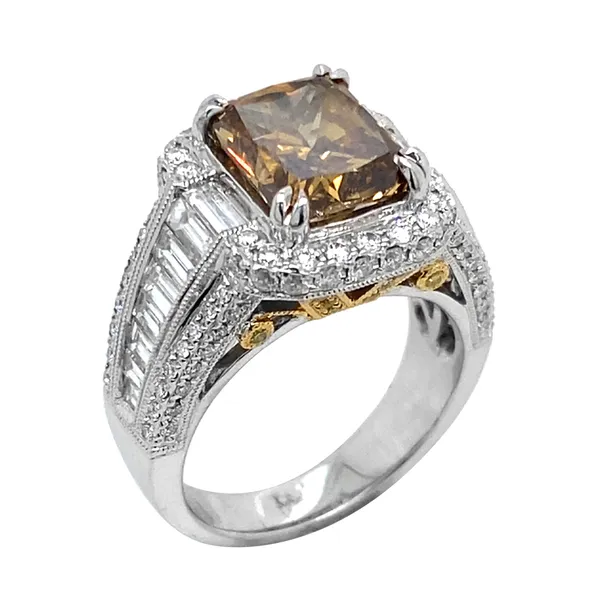 18K White Gold Brown Diamond Ring