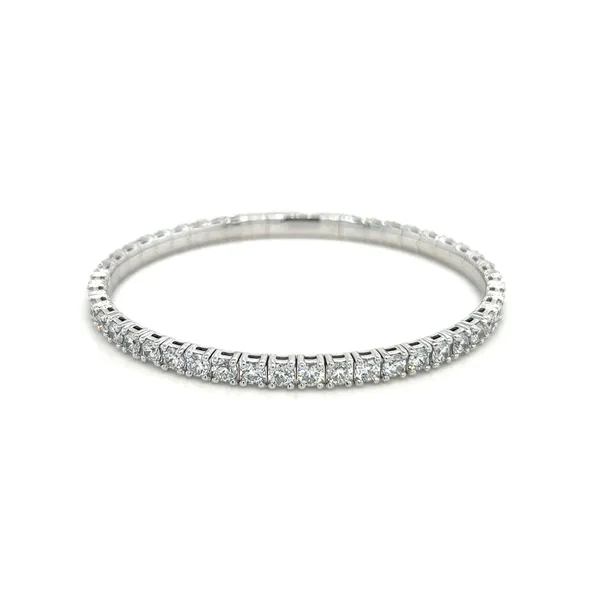 18K White Gold Tennis Stretchy Diamond Bangle