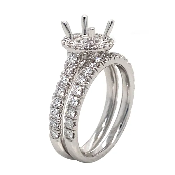18K White Gold Semi Mount Set Ring