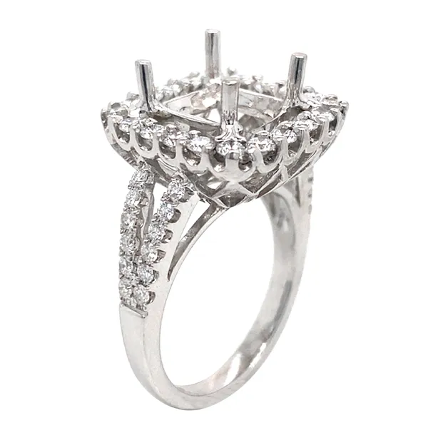 18K White Gold Semi Mount Ring