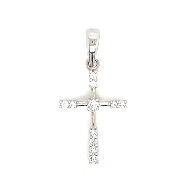 18K White Gold Diamond Cross Pendant