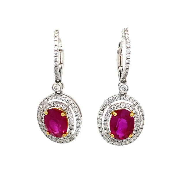 18K Two-Tone Ruby Earrings