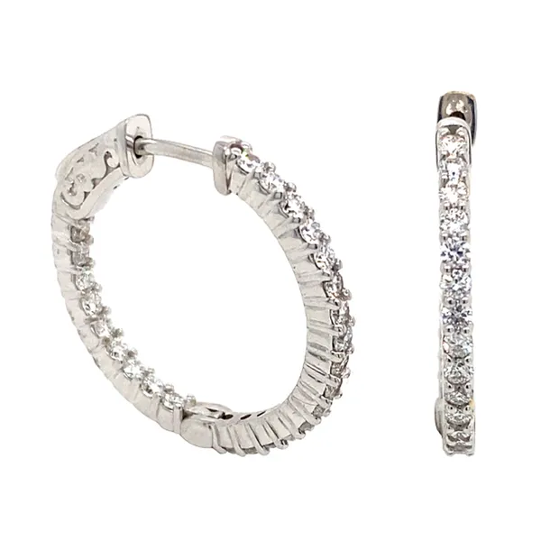 18K White Gold Diamond Hoops