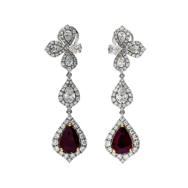 18K White Gold Ruby Earrings