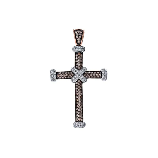 18K Rose Gold Cross Diamond Pendant
