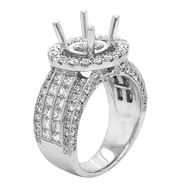 18K White Gold Semi Mount Ring