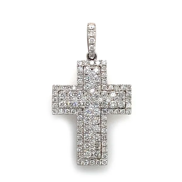 18K White Gold Diamond Cross Pendant