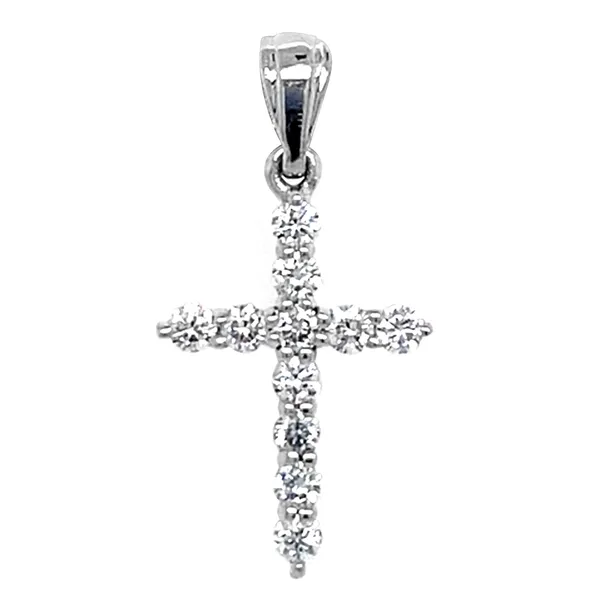 18K White Gold Diamond Cross Pendant