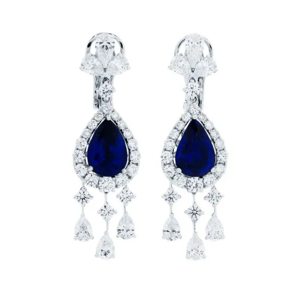18K White Gold Sapphire Earrings